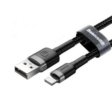 Кабель Baseus cafule Cable USB Lightning 2.4A 0.5m Gray-Black CALKLF-AG1, Черный