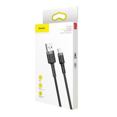 Кабель Baseus cafule Cable USB Lightning 2.4A 0.5m Gray-Black CALKLF-AG1, Чорний