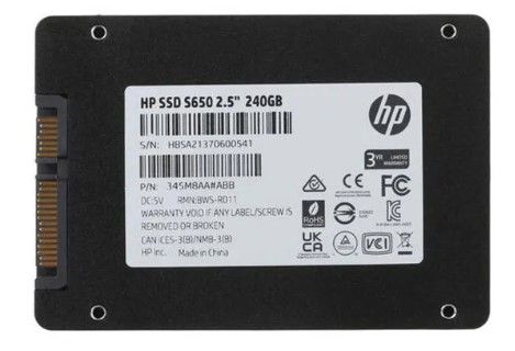 SSD накопичувач HP S650 240 GB ((345M8AA#ABB)  2.5" SATA III
