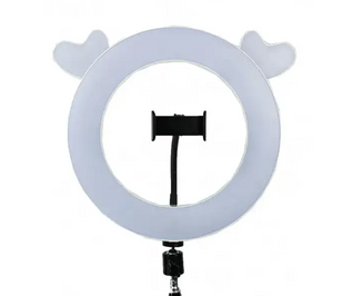 Кольцевая лампа с ушками LED Lamp 30см с держателем для телефона White