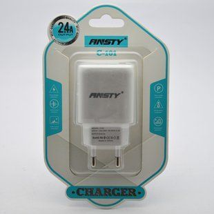 Мережевий зарядний пристрій ANSTY C-101 2.4A 1 USB White
