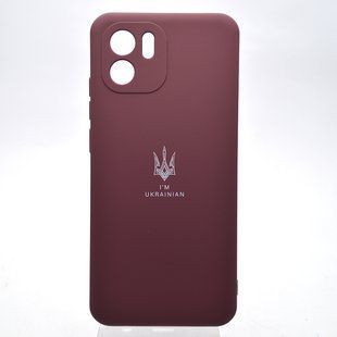 Чохол з патріотичним принтом Silicone Case Print Тризуб для Xiaomi Redmi A1/Redmi A2 Bordo/Бордовий