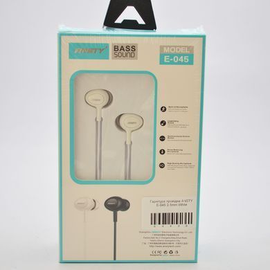 Навушники провідні з мікрофоном ANSTY E-045 3.5mm White