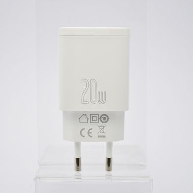 Блок живлення (адаптер) Baseus Compact Quick Charger (1xUSB / 1xUSB Type-C) 20W White (CCXJ-B02)