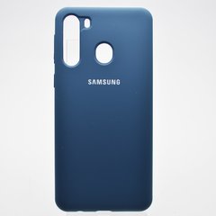 Чехол накладка Silicon Case Full cover для Samsung A215 Galaxy A21 Navy blue/Темно-синий