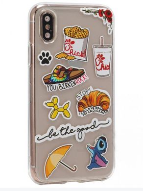 Чехол с картинкой стикеры Stickers Series TPU Case for iPhone X/XS Design 7 (you birken rock)