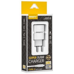 Сетевое зарядное устройство ANSTY C-031-T with Type-C cable 2.4A 2 USB Белый