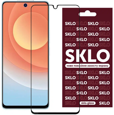 Защитное стекло SKLO 3D для Tecno Pop 5 Black/Черная рамка