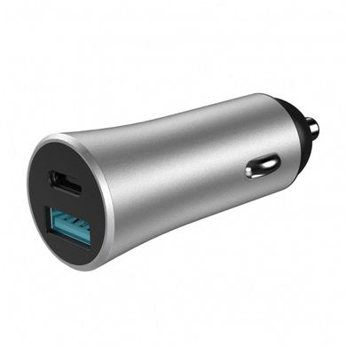 Автомобільний зарядний пристрій Jellico MQC-61 USB+USB-C QC 3.0 Silver