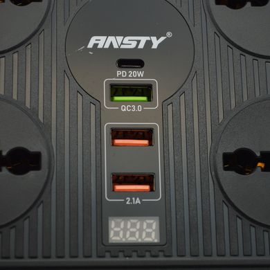 Мережевий подовжувач ANSTY EXK-04 (3 USB QC 3.0/1 Type-C PD/4xSocket) Black