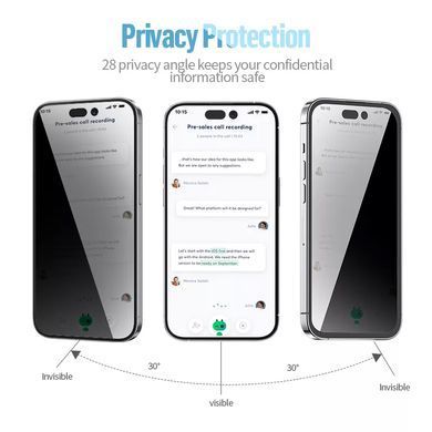 Защитное стекло антишпион Blueo Full Cover для Apple iPhone 16 Pro Black