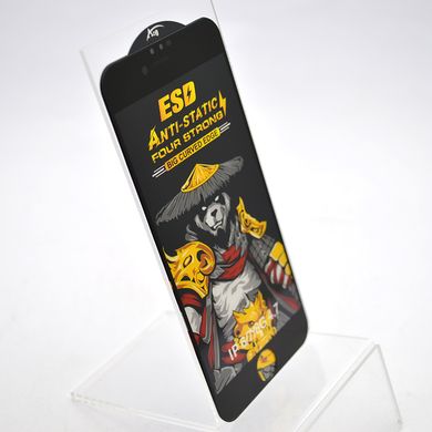 Защитное стекло Four Strong Anti-Static HD с сеточкой спикера iPhone 6/6s/7/8/SE 2/SE 3 Black (тех.пак)