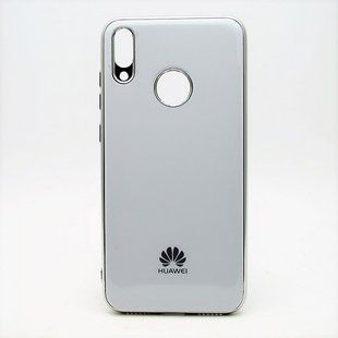 Чехол глянцевый с логотипом Glossy Silicon Case для Huawei Y7 2019 / Y7 Prime 2019 White