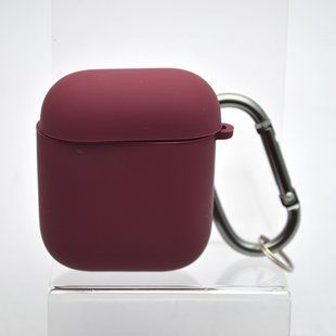 Чехол Silicon Case с микрофиброй для AirPods 1/2 Marsala