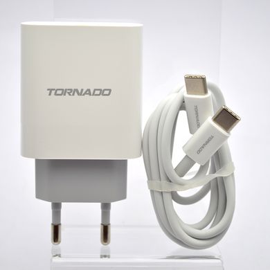 Мережевий зарядний пристрій Tornado TD-17 PD20W+QC3.0 з кабелем Type-c to Type-c White