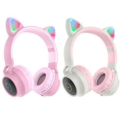 Великі безпровідні навушники з котячими вушками (Bluetooth) Hoco W27 Cat ear Gray (Сірі)