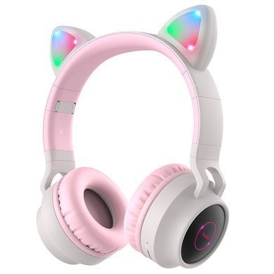Великі безпровідні навушники з котячими вушками (Bluetooth) Hoco W27 Cat ear Gray (Сірі)