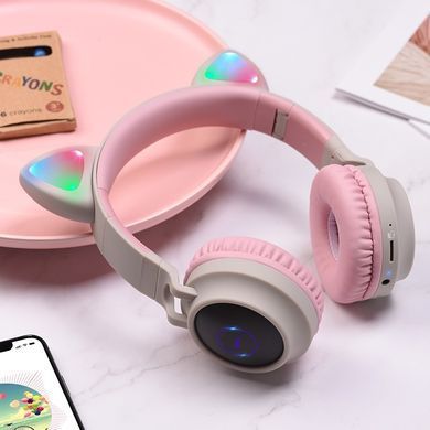 Великі безпровідні навушники з котячими вушками (Bluetooth) Hoco W27 Cat ear Gray (Сірі)
