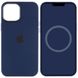 Чехол накладка Silicone Case Full Cover with MagSafe Splash Screen для iPhone 12 Pro Max Navy Blue