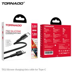 Кабель Tornado TX2 Type-c Silicon cable 3A 1M Black, Чорний