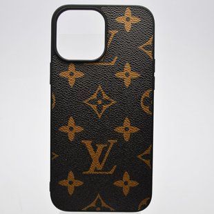 Чехол накладка Louis Vuitton Leather Case для iPhone 13 Pro Max Brown Logo