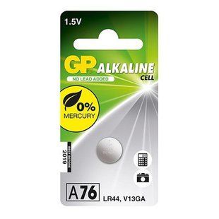 Щелочная батарейка GP Alkaline A76 PX76A LR44 G13 V13GA 1.5V (1 штука)