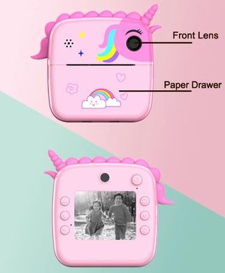 Детский мгновенный фотопринтер "Единорог" Epic A20 Kids Design Розовый