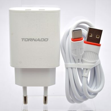 Мережевий зарядний пристрій Tornado TD-25 PD20W+QC3.0 Super Charge 2USB+1Type-c White