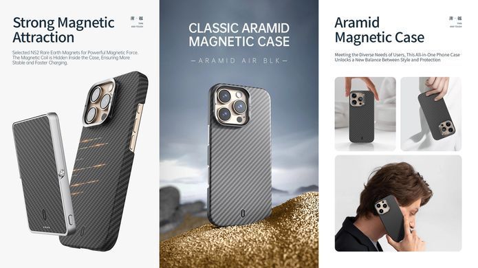 Чохол накладка WiWu Aramid Armor Case With MagSafe DCC-206 для iPhone 16 Pro Black