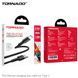Кабель Tornado TX2 Type-c Silicon cable 3A 1M Black, Чорний