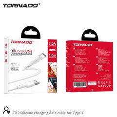 Кабель Tornado TX2 Type-c Silicon cable 3A 1M White, Білий