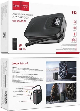 Автомобильный насос (автокомпрессор) Hoco S53 Breeze portable smart 5000 mAh Black