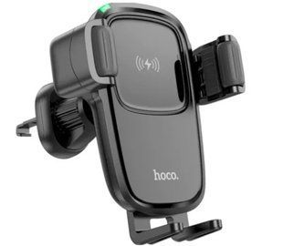 Автодержатель в решетку с беспроводной зарядкой Hoco HW1 Pro 15W Wireless fast charge Black