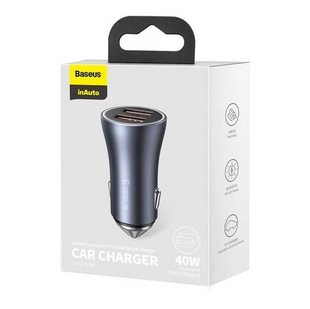 Автомобильная зарядка Baseus Golden Contactor Pro Dual Quick Charger Car Charger 2USB 40W Dark Gray CCJD-A0G