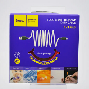 Кабель Hoco X21 Plus Silicone Lightning 2.4A 2m Красный с черным