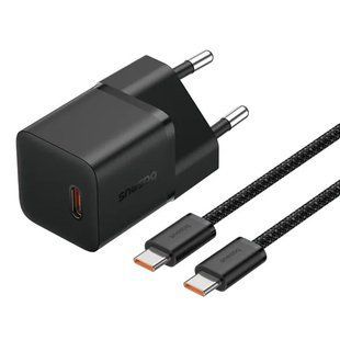 Сетевое зарядное устройство Baseus GaN5 Fast Charger 20W Type-C with Type-c to Type-c cable Black P10110900113-00