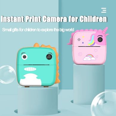 Детский мгновенный фотопринтер "Динозавр" Epic A20 Kids Design Зелёный, Зелёный