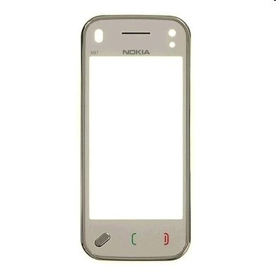 Сенсор (тачскрин) Nokia N97 mini белый с рамкой HC