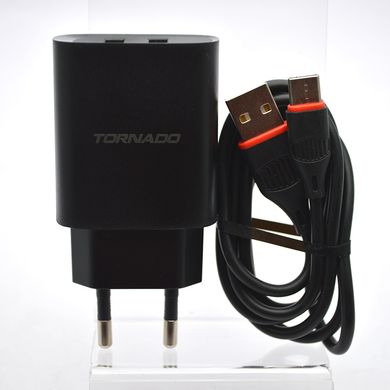 Мережевий зарядний пристрій  Tornado TD-25 PD20W+QC3.0 Super Charge 2USB+1Type-c Black