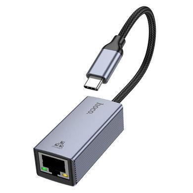 Переходник Hoco UA37 1000 Mbps Type-C to RJ45 (LAN) Gray