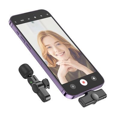 Безпровідний петличний мікрофон Borofone BFK12 Lightning Black
