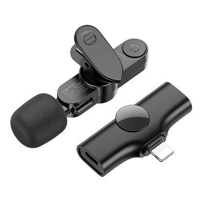 Безпровідний петличний мікрофон Borofone BFK12 Lightning Black