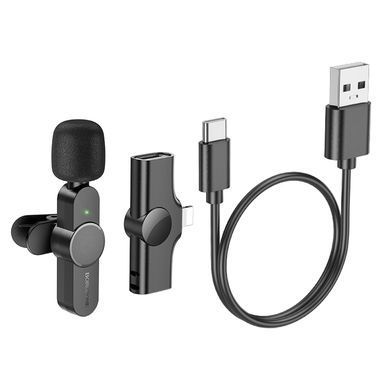 Безпровідний петличний мікрофон Borofone BFK12 Lightning Black