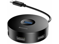 USB HUB Baseus Airjoy Round Box Type-c to 1USB3.0 + 2USB 2.0 10cm Black Cahub-G01