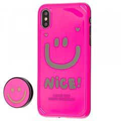 Чохол накладка Nice Smile Case with Pop Socket (TPU) для iPhone X/Xs Pink