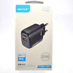 Сетевое зарядное устройство (адаптер) SENTEO Z-07 PD20W+QC3.0 Black