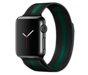 Ремінець для iWatch Milanese Loop (Міланська петля) 42mm/44mm/45mm/49mm Black-Green