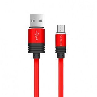 Кабель USB Florence Silicone microUSB 1m 3A Red (FL-2205-RM)