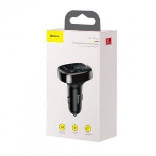АЗУ Baseus Car Charger з FM-трансмиттером T Typed Wireless MP3 Black CCTM-01, Черный