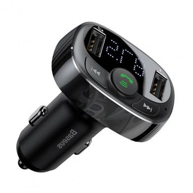 АЗУ Baseus Car Charger з FM-трансмиттером T Typed Wireless MP3 Black CCTM-01, Черный